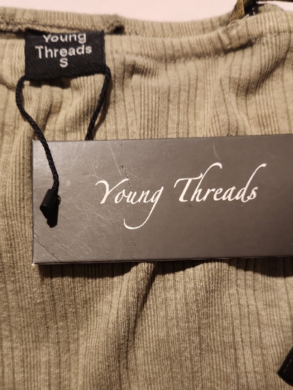 Young Threads Olive Ribbed Mini Dress - Picture 2 of 5